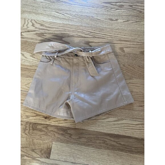 NWT Marissa Webb Banks Paperbag Leather Boyfriend Shorts Fawn Sz 4 $ $425 - Picture 9 of 15